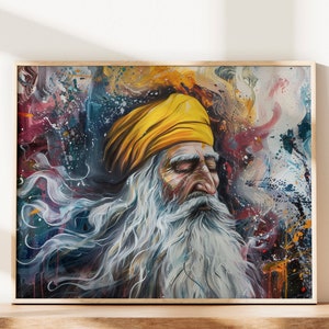 Abstract Guru Sikh Oil Painting Digital Print Sikh Wall Art Religious Art Sikh Art Sikh Gifts Sikh Painting Wall Decor