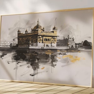 Harmandir Sahib Illustration | Digital Download | Gurdwara Oil Painting Sikh Art Golden Temple Sikh Wall Art Sikhism Sikh Gift Home Decor