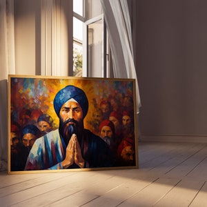 Sikh Poster - Ethereal Elegance  550+ DPI Sikh Poster | Digital Wall Art | Sikh Art | Poster Art | Sikh Wall Art | Oil Painting