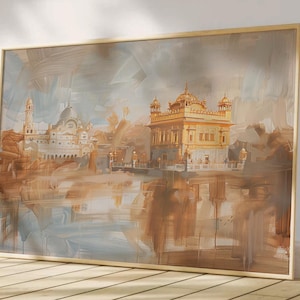 Harmandir Sahib Illustration | Digital Download | Gurdwara Oil Painting Sikh Art Golden Temple Sikh Wall Art Sikhism Sikh Gift Home Decor