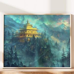 Impresión digital del Templo Dorado con arte sij de Gurdwara - Arte mural sij, sijismo, Gurdwara Sahib, papel tapiz, regalo sij, decoración del hogar, arte sij, pintura al óleo
