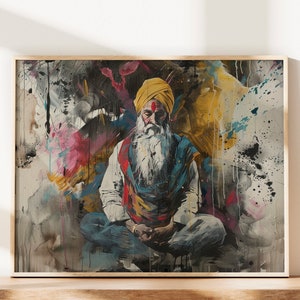 Abstract Guru Sikh Oil Painting Digital Print Sikh Wall Art Religious Art Sikh Art Sikh Gifts Sikh Painting Wall Decor