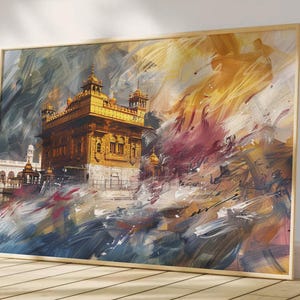 Harmandir Sahib Illustration | Digital Download | Gurdwara Oil Painting Sikh Art Golden Temple Sikh Wall Art Sikhism Sikh Gift Home Decor