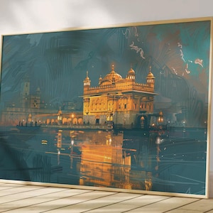 Harmandir Sahib Illustration | Digital Download | Gurdwara Oil Painting Sikh Art Golden Temple Sikh Wall Art Sikhism Sikh Gift Home Decor