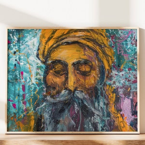 Abstract Guru Sikh Oil Painting Digital Print Sikh Wall Art Religious Art Sikh Art Sikh Gifts Sikh Painting Wall Decor
