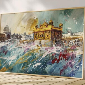 Harmandir Sahib Illustration | Digital Download | Gurdwara Oil Painting Sikh Art Golden Temple Sikh Wall Art Sikhism Sikh Gift Home Decor