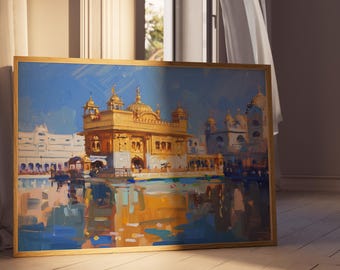 Harmandir Sahib Illustration | Digital Download | Gurdwara Oil Painting Sikh Art Golden Temple Sikh Wall Art Sikhism Sikh Gift Home Decor