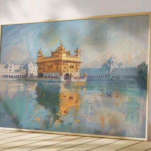 Harmandir Sahib Illustration | Digital Download | Gurdwara Oil Painting Sikh Art Golden Temple Sikh Wall Art Sikhism Sikh Gift Home Decor