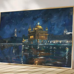Harmandir Sahib Illustration | Digital Download | Gurdwara Oil Painting Sikh Art Golden Temple Sikh Wall Art Sikhism Sikh Gift Home Decor