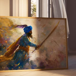 Sikh Warrior | Poster | Sikh Oil Painting Poster Religious Art Sikh Art Sikh Gifts Wall Decor Sikh Wall Art