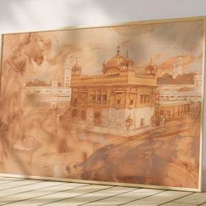 Harmandir Sahib Illustration | Digital Download | Gurdwara Oil Painting Sikh Art Golden Temple Sikh Wall Art Sikhism Sikh Gift Home Decor