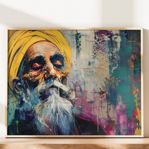 Abstract Guru Sikh Oil Painting Digital Print Sikh Wall Art Religious Art Sikh Art Sikh Gifts Sikh Painting Wall Decor