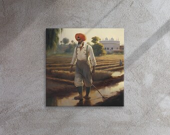 Lienzo decorativo para pared con impresiones sijs: "Raíces en el campo", impresión en lienzo, decoración de pared, pintura al óleo, regalo sij