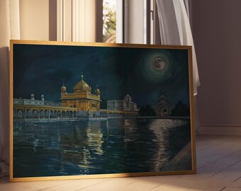 Harmandir Sahib Illustration | Digital Download | Gurdwara Oil Painting Sikh Art Golden Temple Sikh Wall Art Sikhism Sikh Gift Home Decor