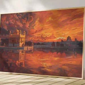 Harmandir Sahib Illustration | Digital Download | Gurdwara Oil Painting Sikh Art Golden Temple Sikh Wall Art Sikhism Sikh Gift Home Decor