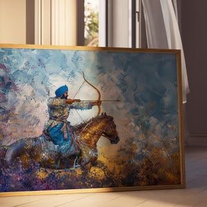 Sikh Warrior | Poster | Sikh Oil Painting Poster Religious Art Sikh Art Sikh Gifts Wall Decor Sikh Wall Art