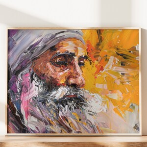 Abstract Guru Sikh Oil Painting Digital Print Sikh Wall Art Religious Art Sikh Art Sikh Gifts Sikh Painting Wall Decor
