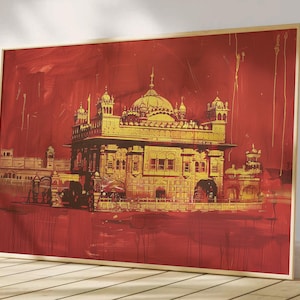 Harmandir Sahib Illustration | Digital Download | Gurdwara Oil Painting Sikh Art Golden Temple Sikh Wall Art Sikhism Sikh Gift Home Decor