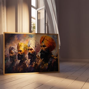 Sikh Poster - Echoes of Sikh Brotherhood  550+ DPI Sikh Poster | Digital Wall Art | Sikh Art | Poster Art | Sikh Wall Art | Oil Painting