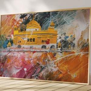Harmandir Sahib Illustration | Digital Download | Gurdwara Oil Painting Sikh Art Golden Temple Sikh Wall Art Sikhism Sikh Gift Home Decor