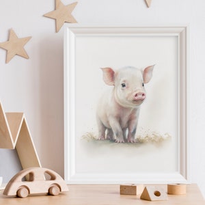 Baby pig Wall Art Print - Animal Nursery Decor - Printable Digital Download Wall Art for baby room. Child&#39;s room poster.