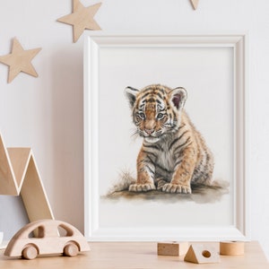 Baby tiger Wall Art Print - Animal Nursery Decor - Printable Digital Download Wall Art for baby room. Child's room poster.