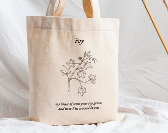 Ivy Tote Bag, Aesthetic Tote Bag, Canvas Tote Bag