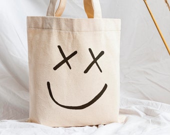 Smiley Faces Tote Bag, Louis Tote Bag, Cotton Canvas Tote Bag