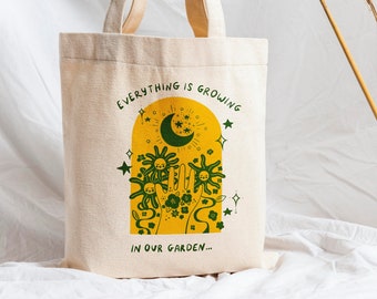 Everything Is Growing Tote Bag, Cotton Canvas Tote Bag