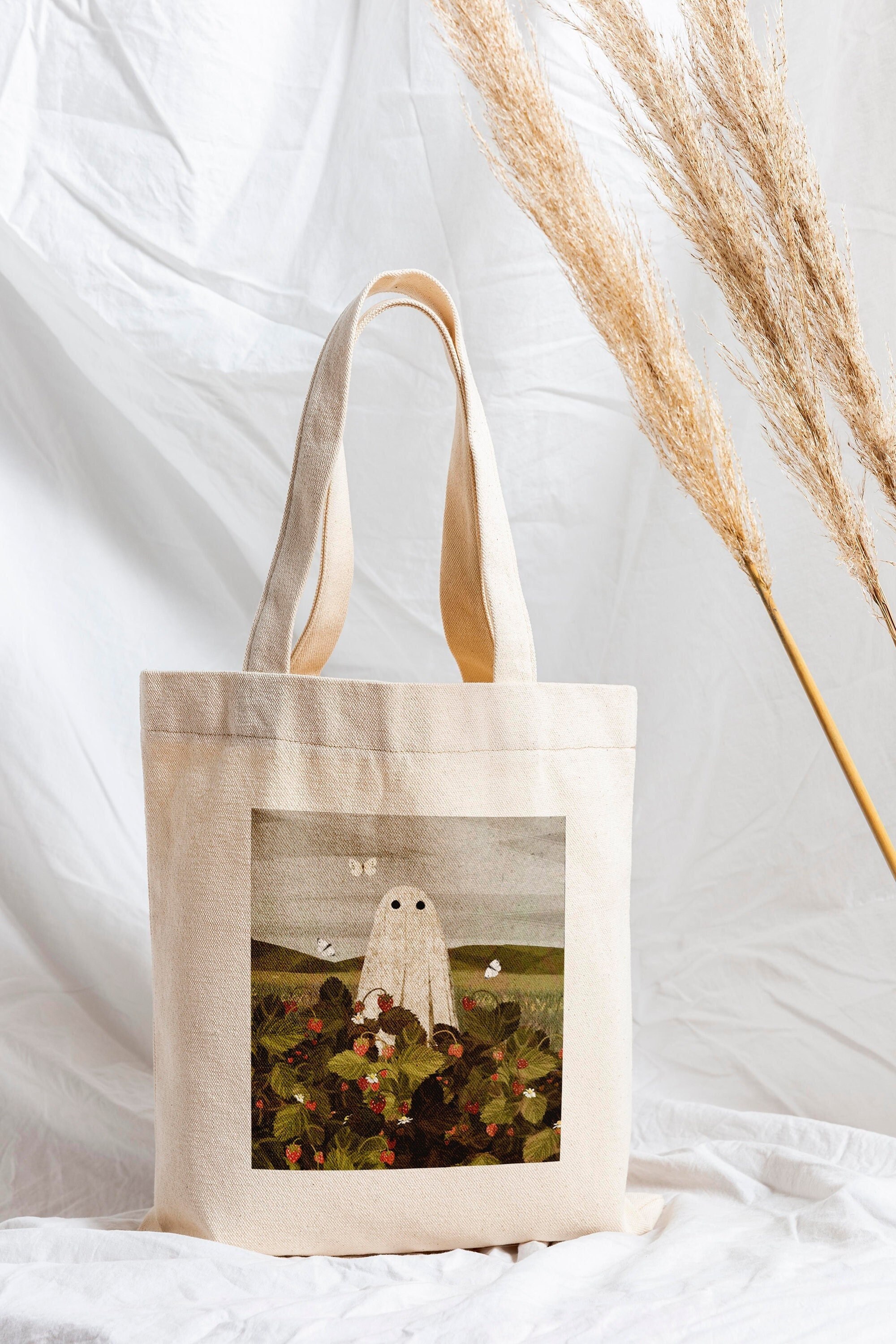 Discover Strawberry Tote Bag, Fields Tote Bag, Canvas Tote Bag