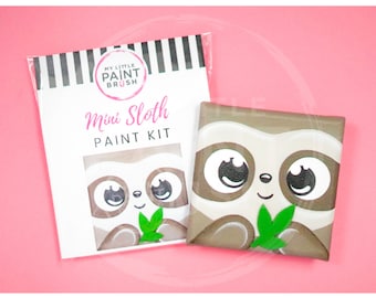 Small Canvas Sloth Paint Kit for kids | Easy animal crafts for boys and girls | Sloth paint party kit | Unique birthday gifts for kids