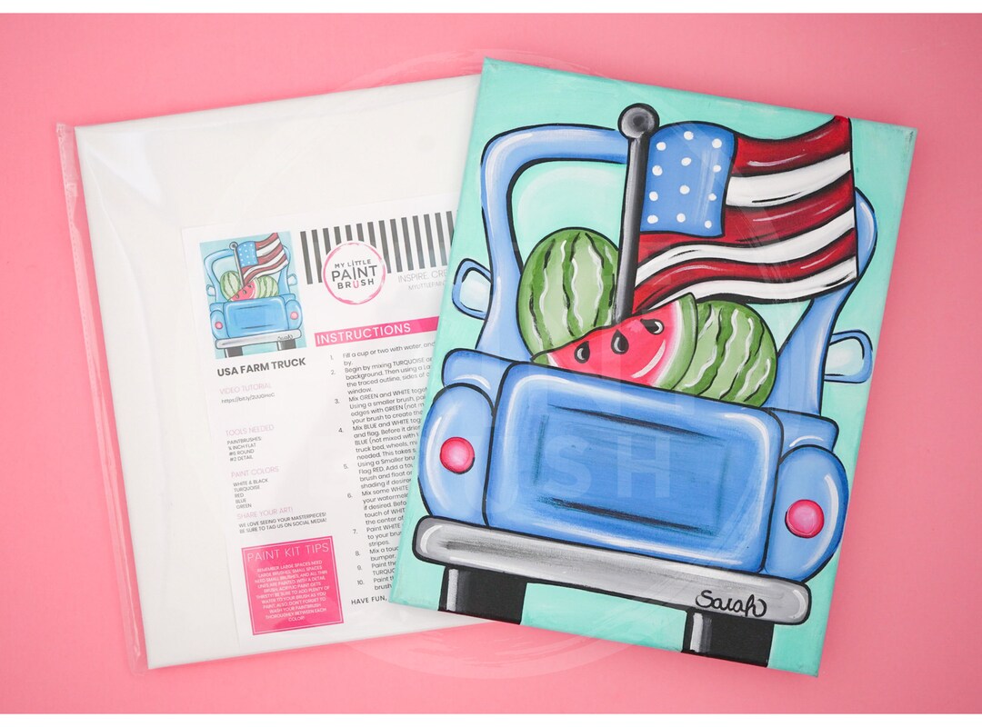 All Inclusive Usa Farm Truck Paint Kit for Adults July 4th Etsy