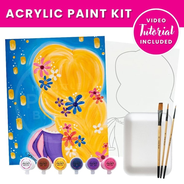 Kit de pintura de princesas sobre lienzo para niñas / Todas las edades