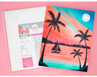All inclusive sunset ocean paint kit for teens and adults | Date night | Paint night | Ladies night | Birthday | Gifts for adults | Sailboat
