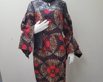 Vestido mixto de manga abullonada con corte princesa ankara, vestido asoebi