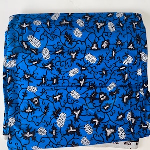 6 Yards Blue and white/black fabric  l Authentic African Fabric 100% Cotton