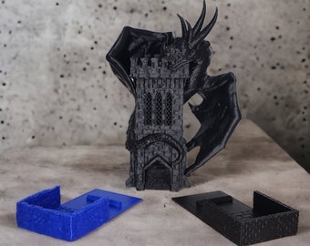 Wyvern 3D Printed Dice Tower by Fates End - Fits Normal 20mm D&D Dice