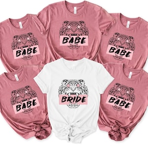 Bride and Babe Tiger shirts, Bachelorette party shirts, hens party tees, girls trip shirts, team bride, bridesmaid gifts, Bride Squad
