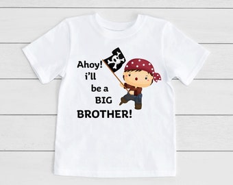Pirate Big Brother T shirt, promoted to big brother, big bro tee, pregnancy announcement shirt, I'm going to be a big brother