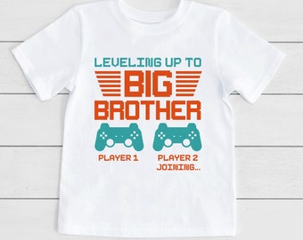 Big Brother Player two joining T shirt, Pregnancy announcement Shirt, Promoted Bro Shirt, Retro Toddler Shirt, Gamer Brother shirt