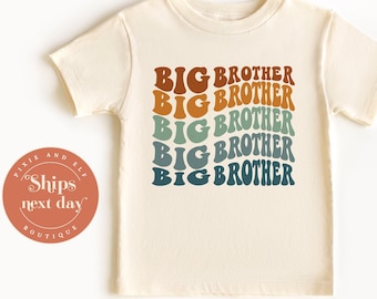 Big Brother Retro T-Shirt, gefördert zum Big Brother T-Shirt, bald ein großer Bruder, Schwangerschaftsankündigung, Retro Bruder T-Shirt