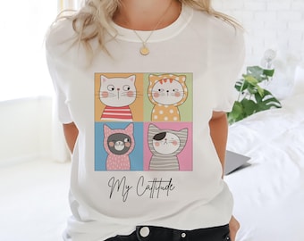 Cat attitude t shirt, Funny Kitten personality shirt, Cat Lover's gift, animal themed shirt, funny graphic shirt women, cartoon cat t shirt