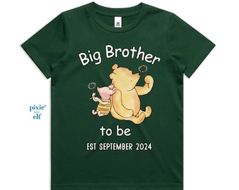 Camicia personalizzata Big Brother Bear, promossa a camicia del fratello maggiore, maglietta del fratello livellata, annuncio di gravidanza per bambini, maglietta del fratello personalizzata