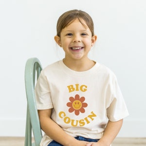 Big Cousin T shirt with flower, promoted to big Cousin tee, soon to be a big cousin, pregnancy announcement shirt, retro cousin t shirt image 4