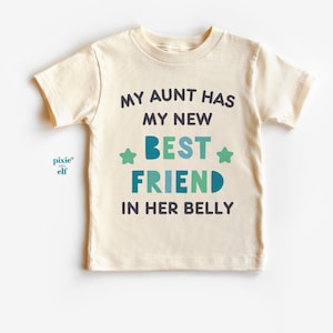 Minha tia está com a minha melhor amiga na barriga, camiseta de primo mais velho para meninos, body promovido a primo mais velho, anúncio de gravidez, camiseta de sobrinho
