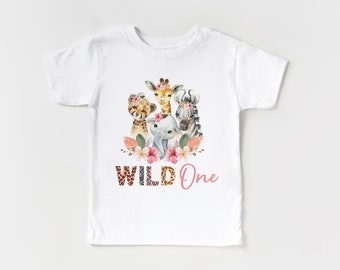 Wild one shirt, Safari Animals First Birthday t shirt, Zoo animals birthday outfit, first birthday gift, kids birthday romper