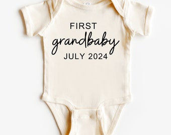 First grandbaby one piece romper, personalised new baby bodysuit, pregnancy grandma grandpa announcement one piece, baby reveal top