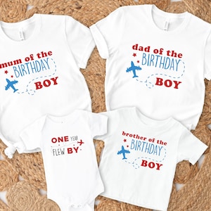 Airplane birthday family matchi ng t shirt, one year flew by, flight crew tees, first birthday shirt, family birthday matching shirt