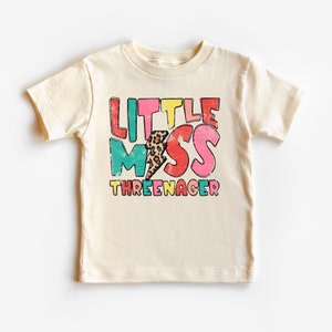 Third birthday threenager shirt, Little miss Threenager tee, toddler girls birthday outfit, gift for three year old girl, three t shirt