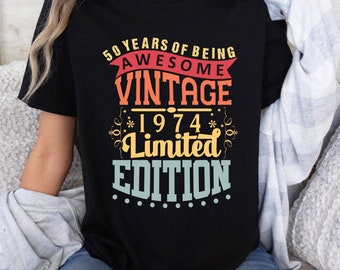 50 years of awesome birthday t shirt, men and women’s  50th birthday top, golden birthday outfit, unique gift for 50th birthday
